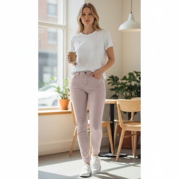 Current/Elliott The Stiletto High Rise Skinny Fray Pink Jeans 27 NWT - Picture 1 of 11